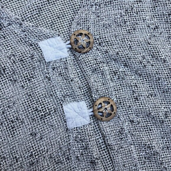 MIRROR IMAGINE Knit Crochet Cardigan Sweater Womens 1X Beige Short Sleeve Cotton - Picture 2 of 9